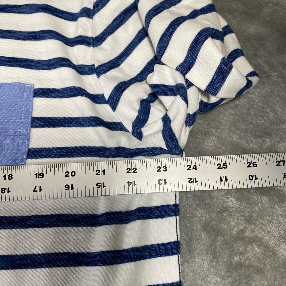 Charleston Threads Hooded Shirt Men’s XL White Blue Striped Lightweight Patch - Picture 6 of 11